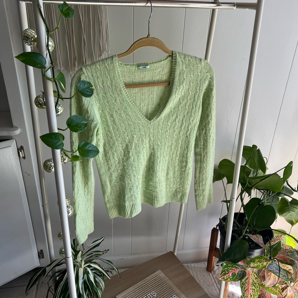 J. Crew V-Neck Sweater in Soft Green